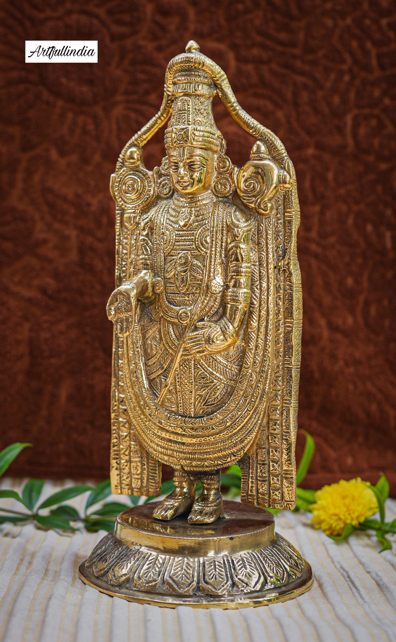 Intricately Handcrafted Brass Balaji Idol for Home & Temple Décor – Symbol of Wealth and Devotion