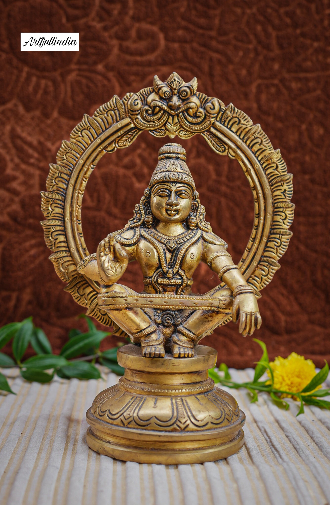 Handcrafted Brass Ayyappa Swamy Idol – Traditional Home Temple Décor and Spiritual Gift