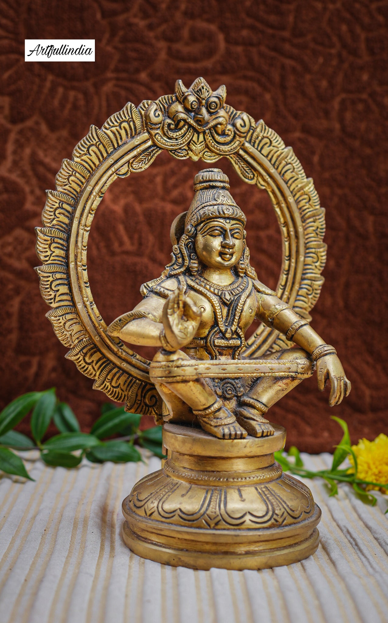 Handcrafted Brass Ayyappa Swamy Idol – Traditional Home Temple Décor and Spiritual Gift