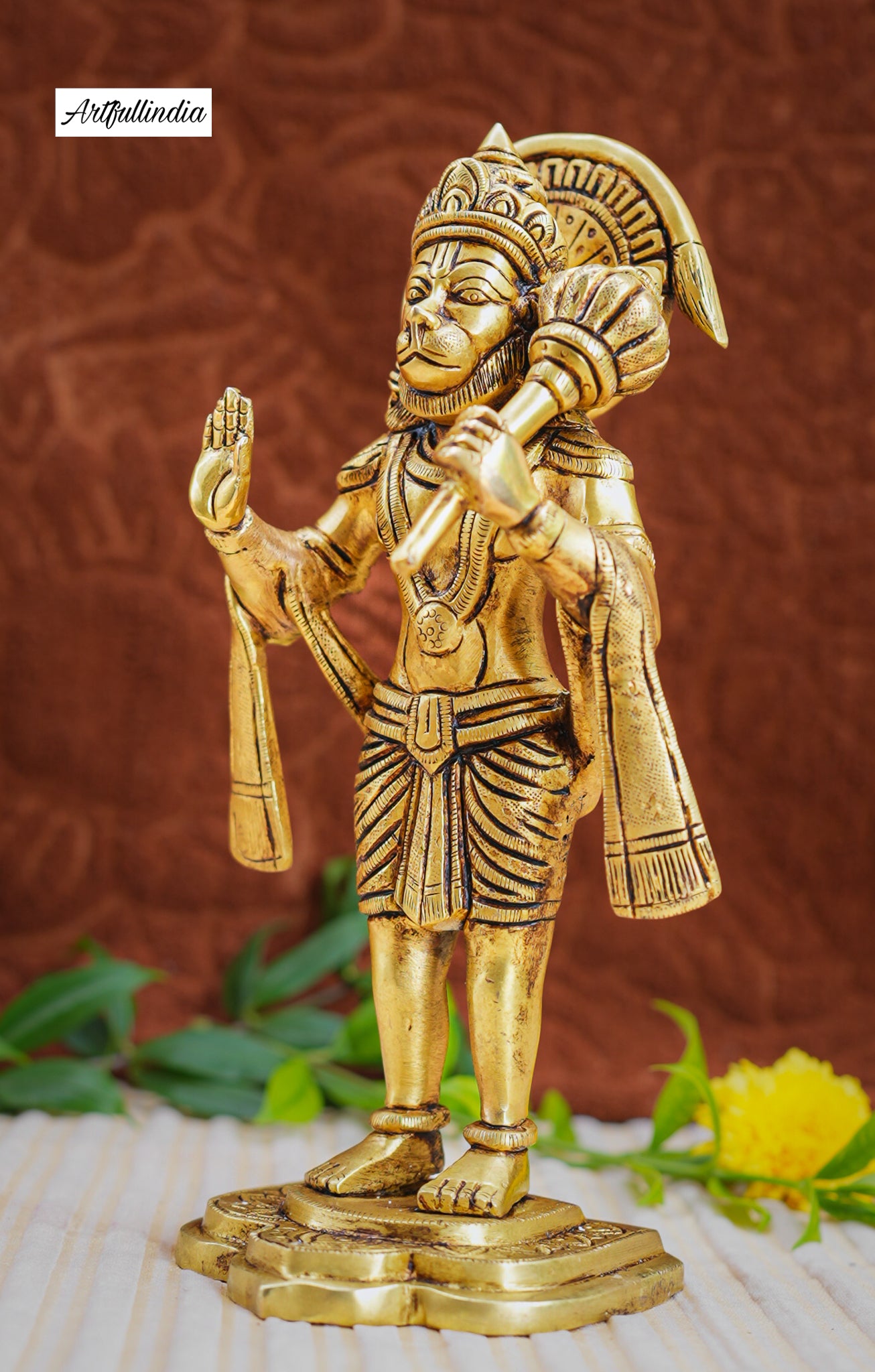 Handcrafted Brass Lord Hanuman Idol – Symbol of Strength, Devotion, and Protection