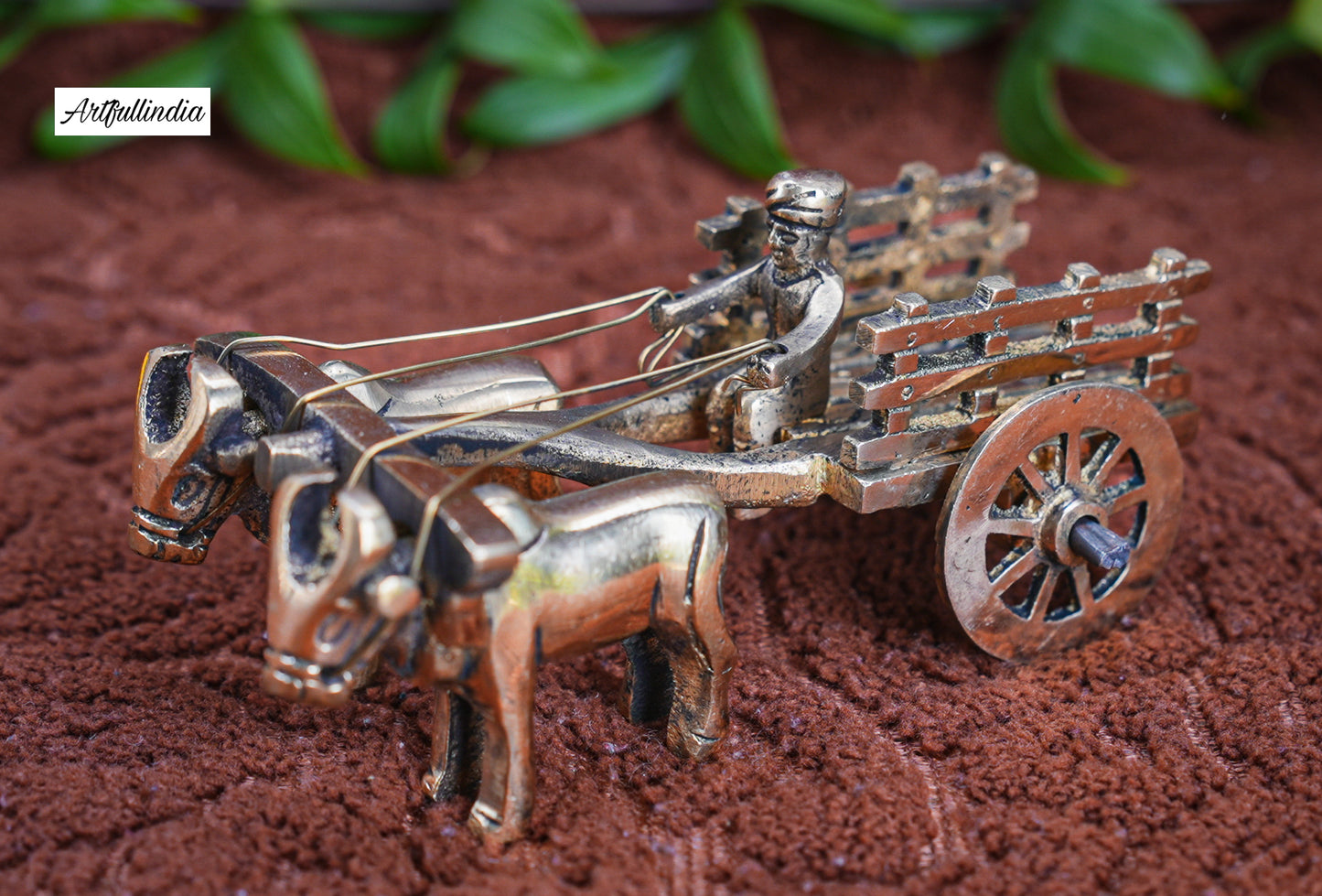 Handcrafted Brass Bullock Cart Showpiece – Traditional Indian Art for Home and Office Décor