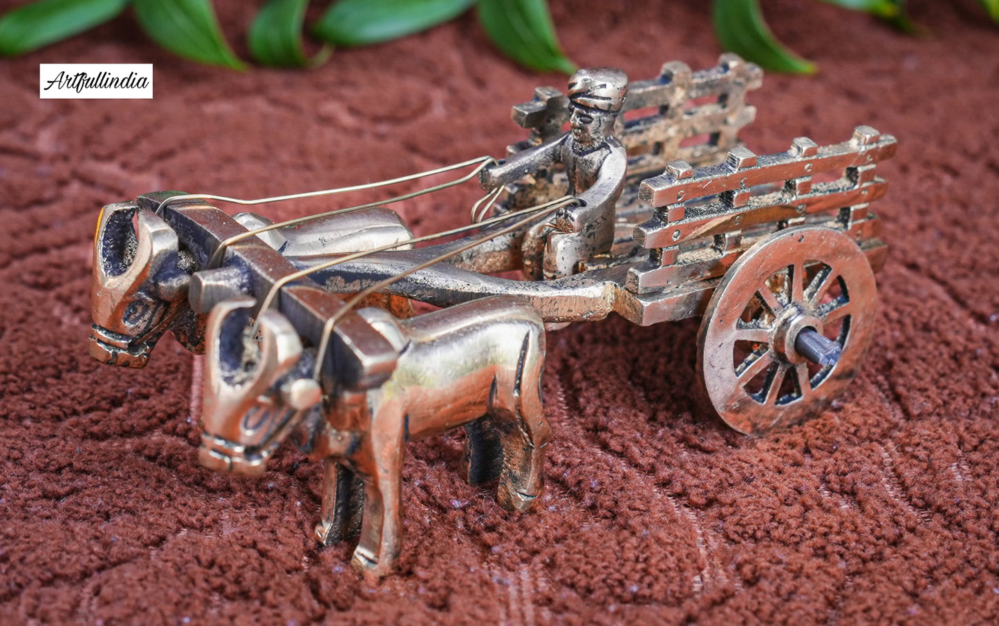 Handcrafted Brass Bullock Cart Showpiece – Traditional Indian Art for Home and Office Décor