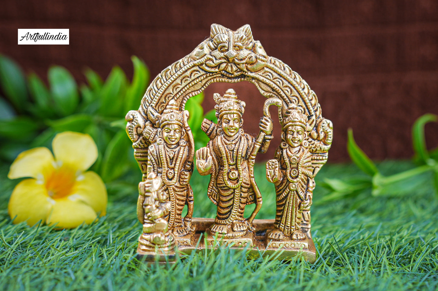Handcrafted Brass Ram Darbar Idol – Traditional Hindu God Statue for Home Decor & Pooja Room