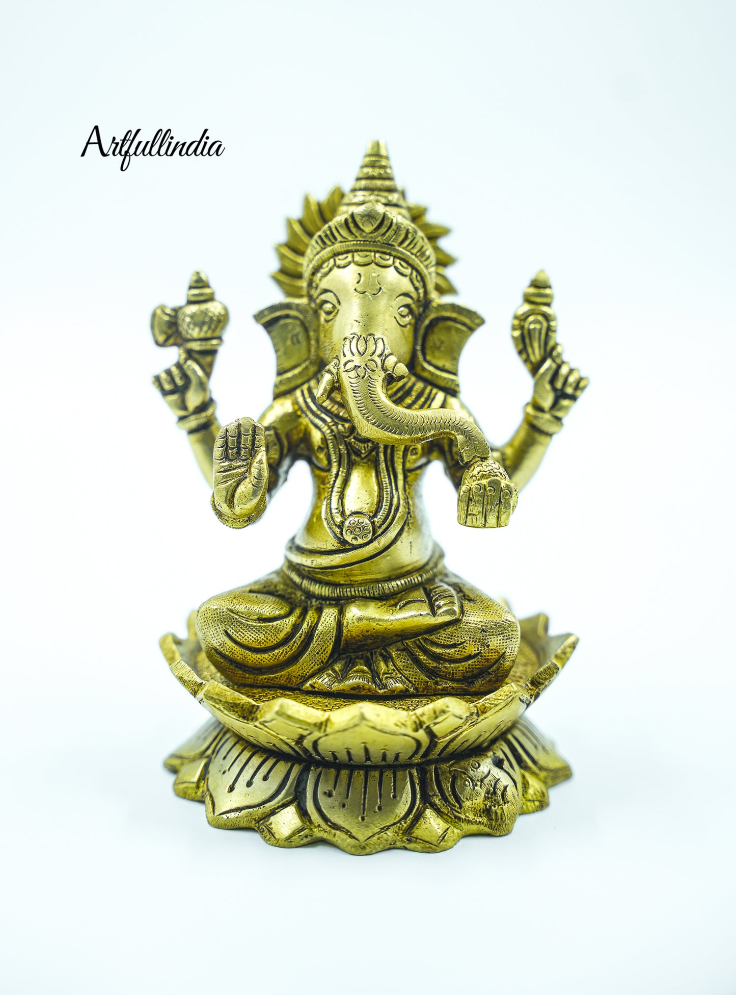 Handcrafted Brass Lord Ganesha Idol for Home Décor - Symbol of Prosperity & Good Luck
