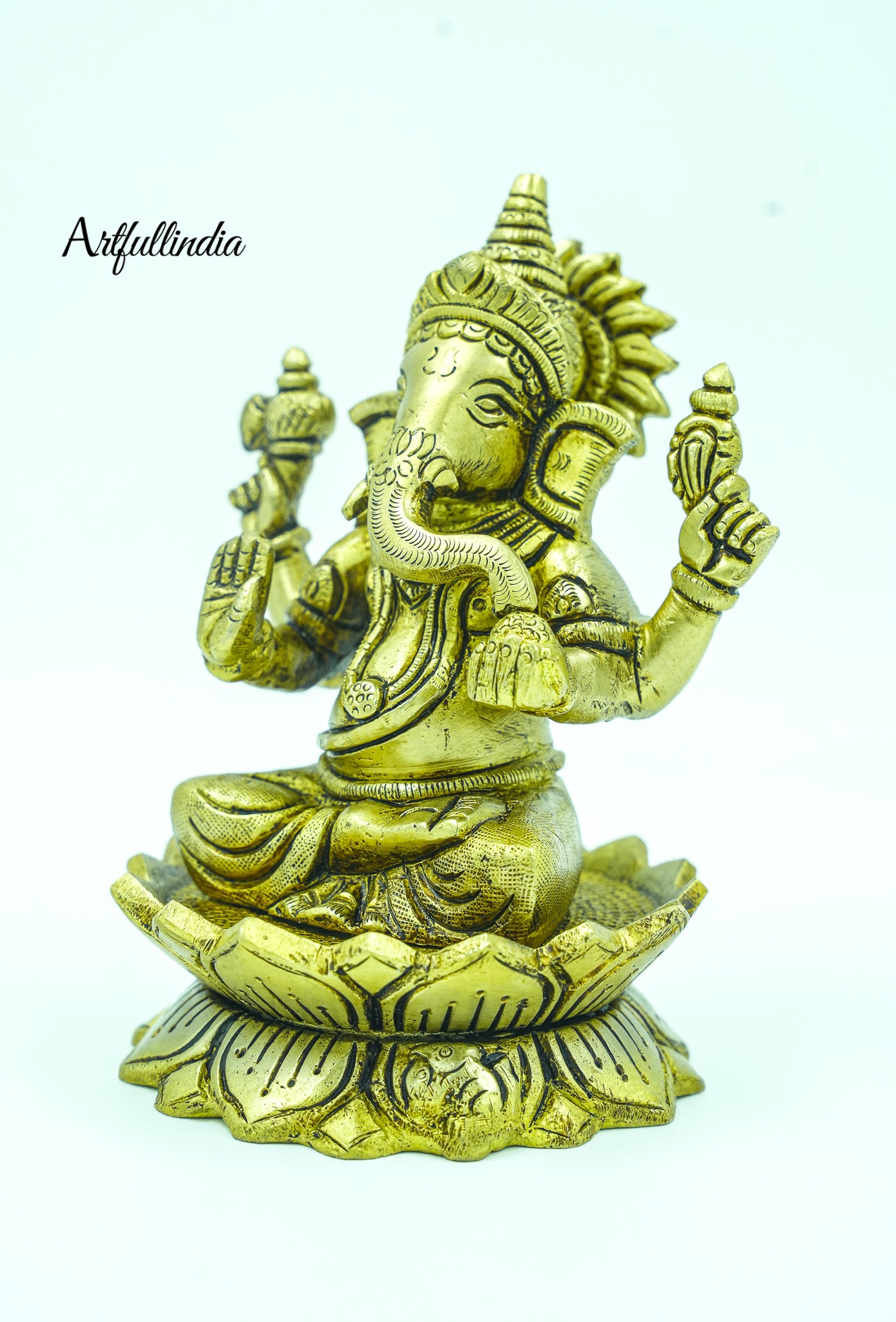 Handcrafted Brass Lord Ganesha Idol for Home Décor - Symbol of Prosperity & Good Luck