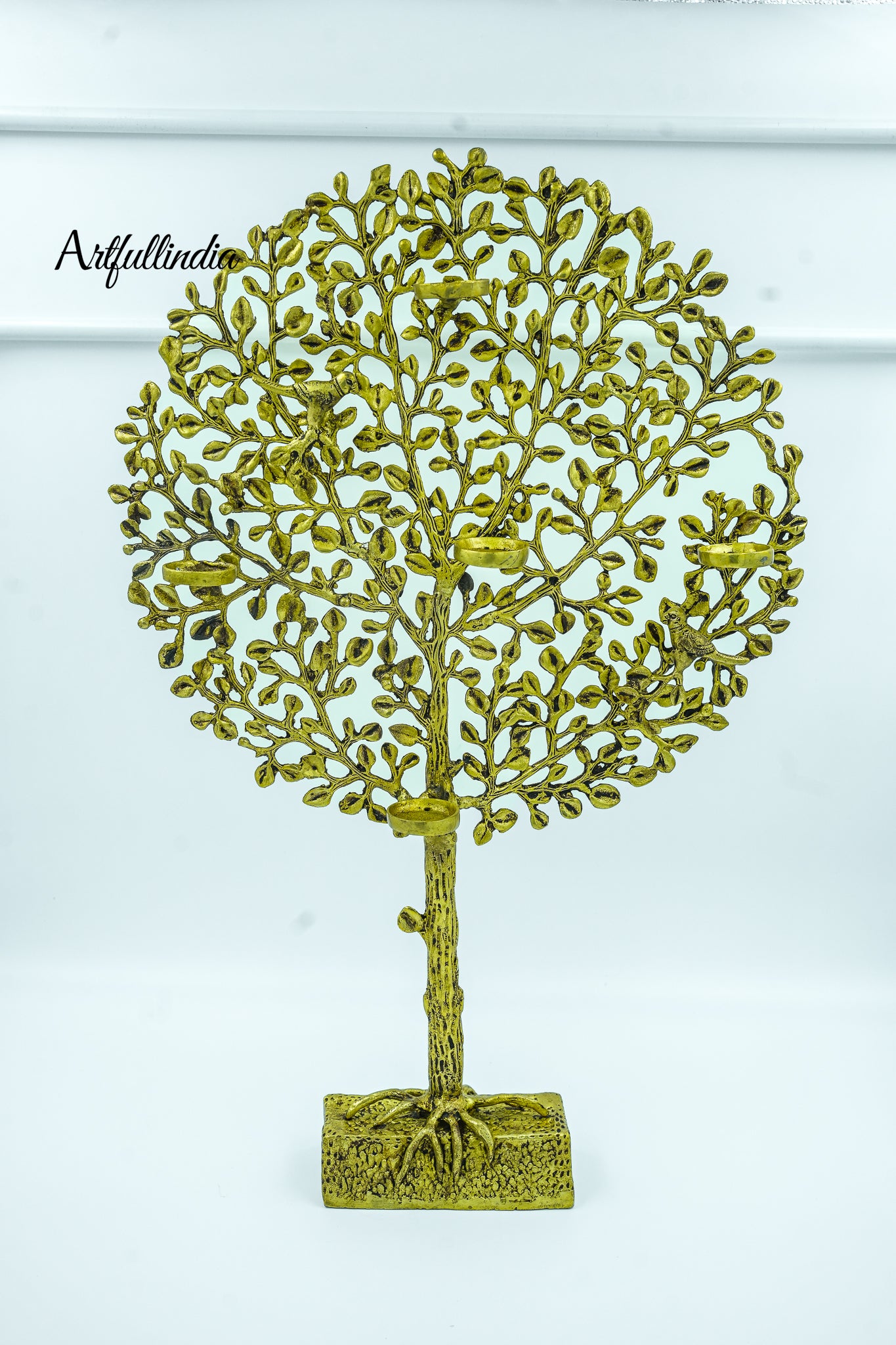 Brass Tree of Life – Handcrafted Kalpavriksha Sculpture with Roots, Decorative Table Showpiece for Home & Office Décor