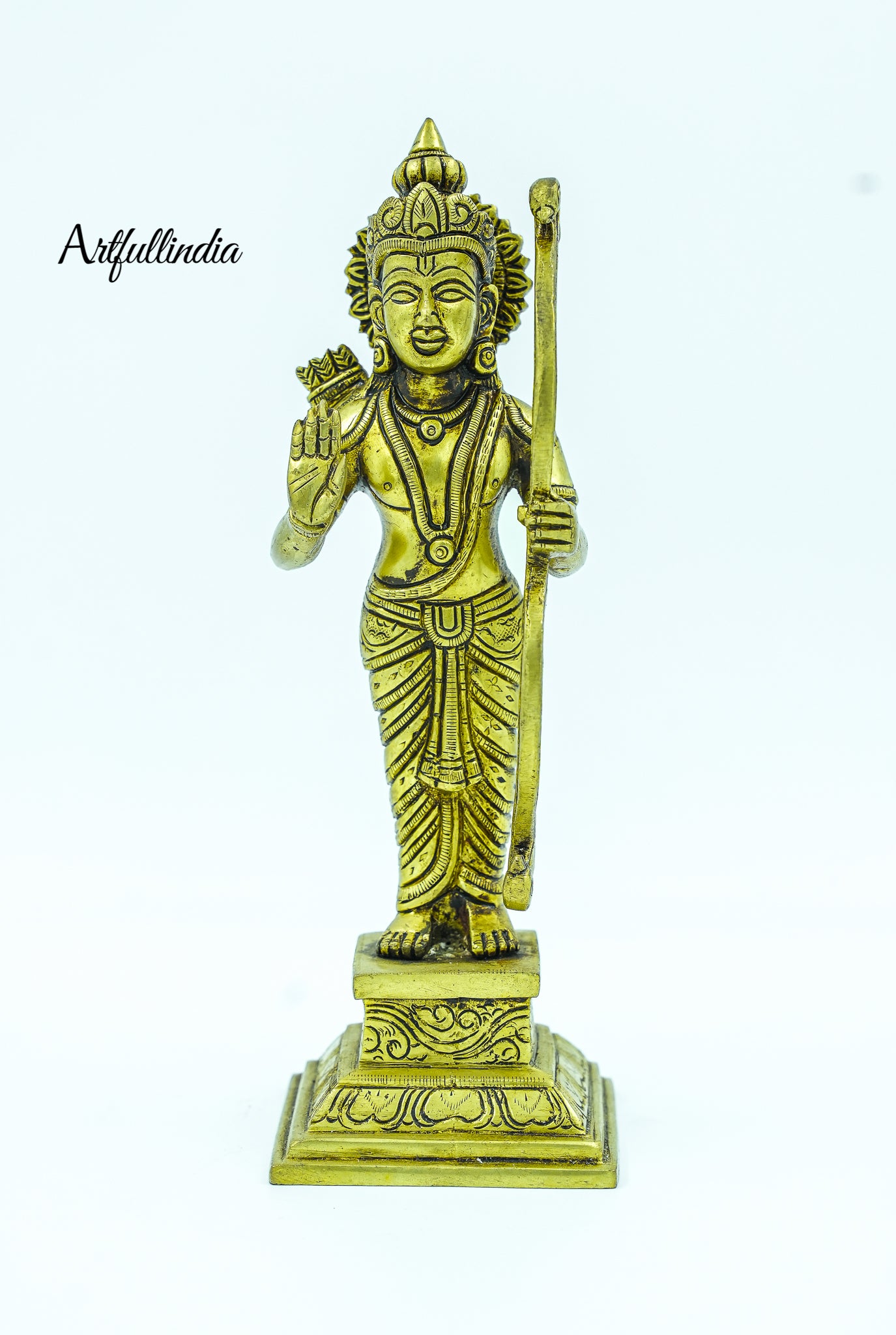 Antique Brass Lord Rama Idol – Handcrafted Standing Statue for Puja & Home Décor