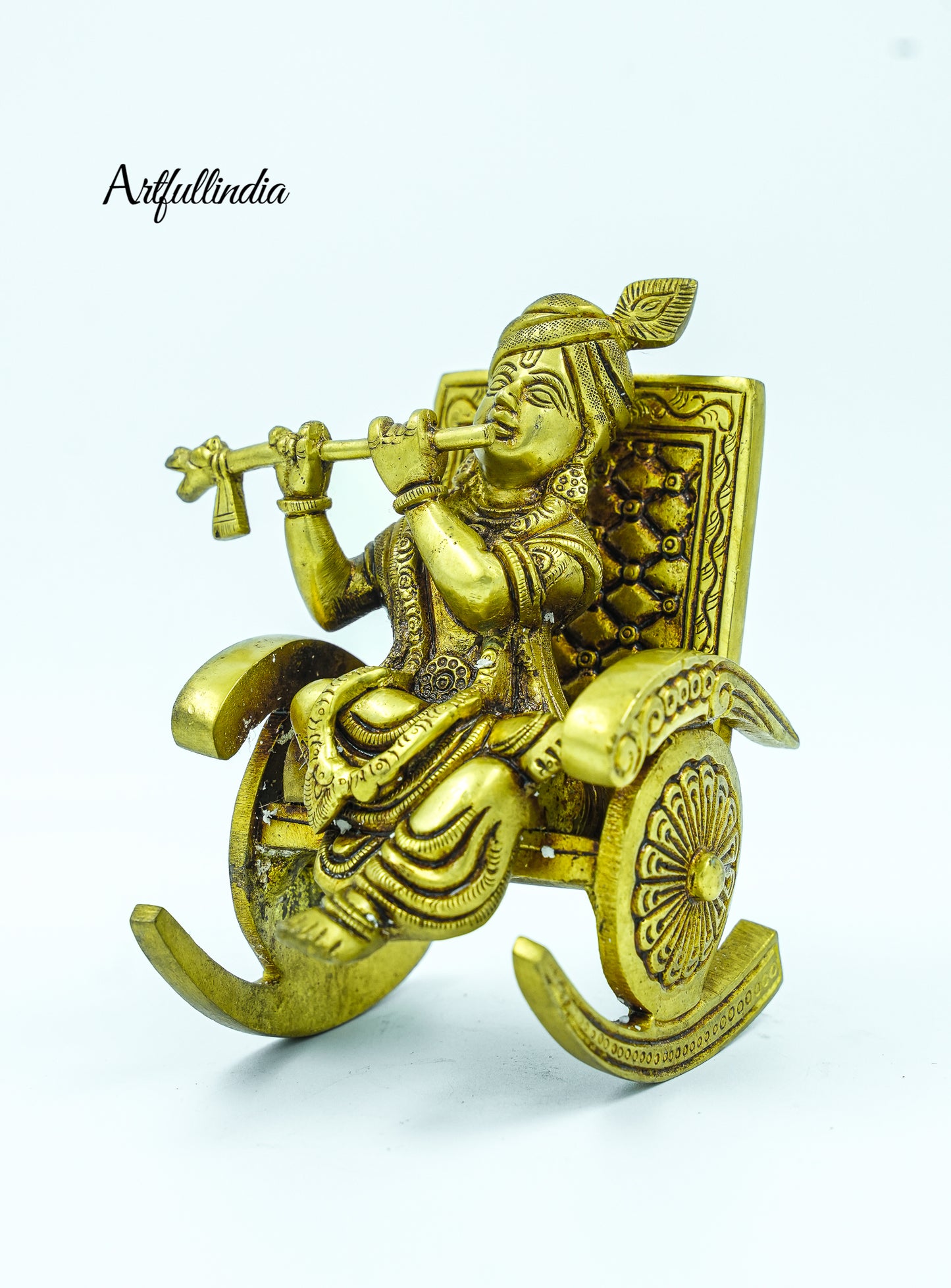 Brass Baby Krishna on Rocking Chair – Antique Handcrafted Idol for Home Décor & Gifts