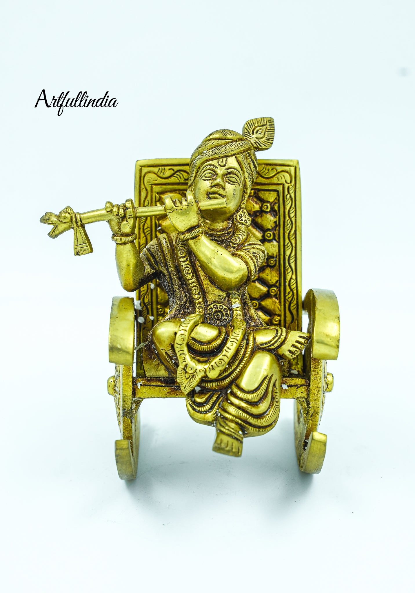 Brass Baby Krishna on Rocking Chair – Antique Handcrafted Idol for Home Décor & Gifts