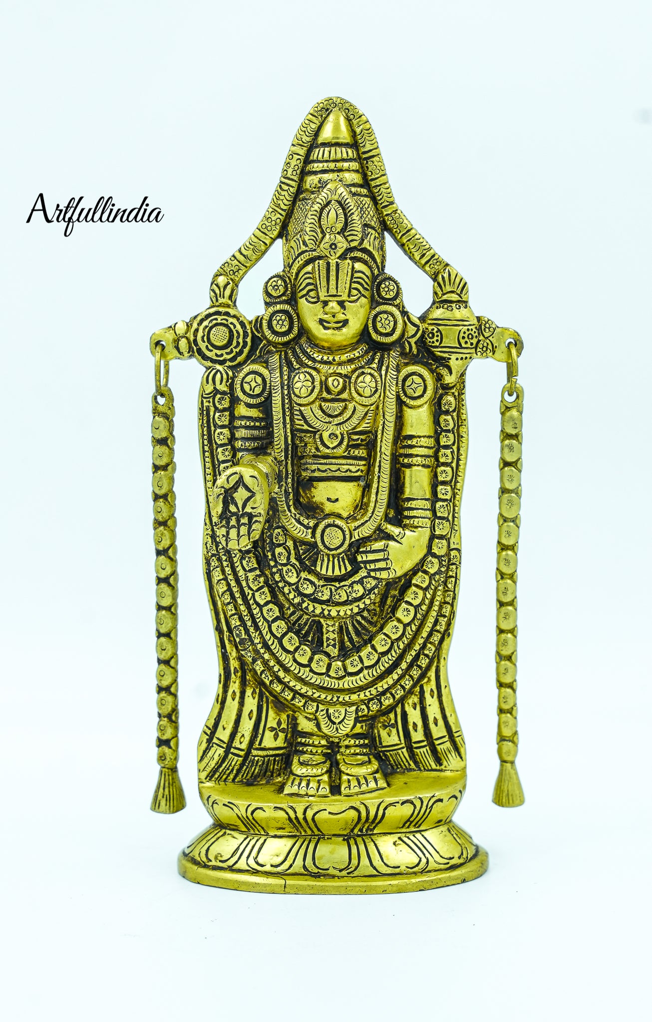 Antique Brass Lord Venkateswara Idol – Handcrafted Tirupati Balaji Statue for Home & Temple Décor
