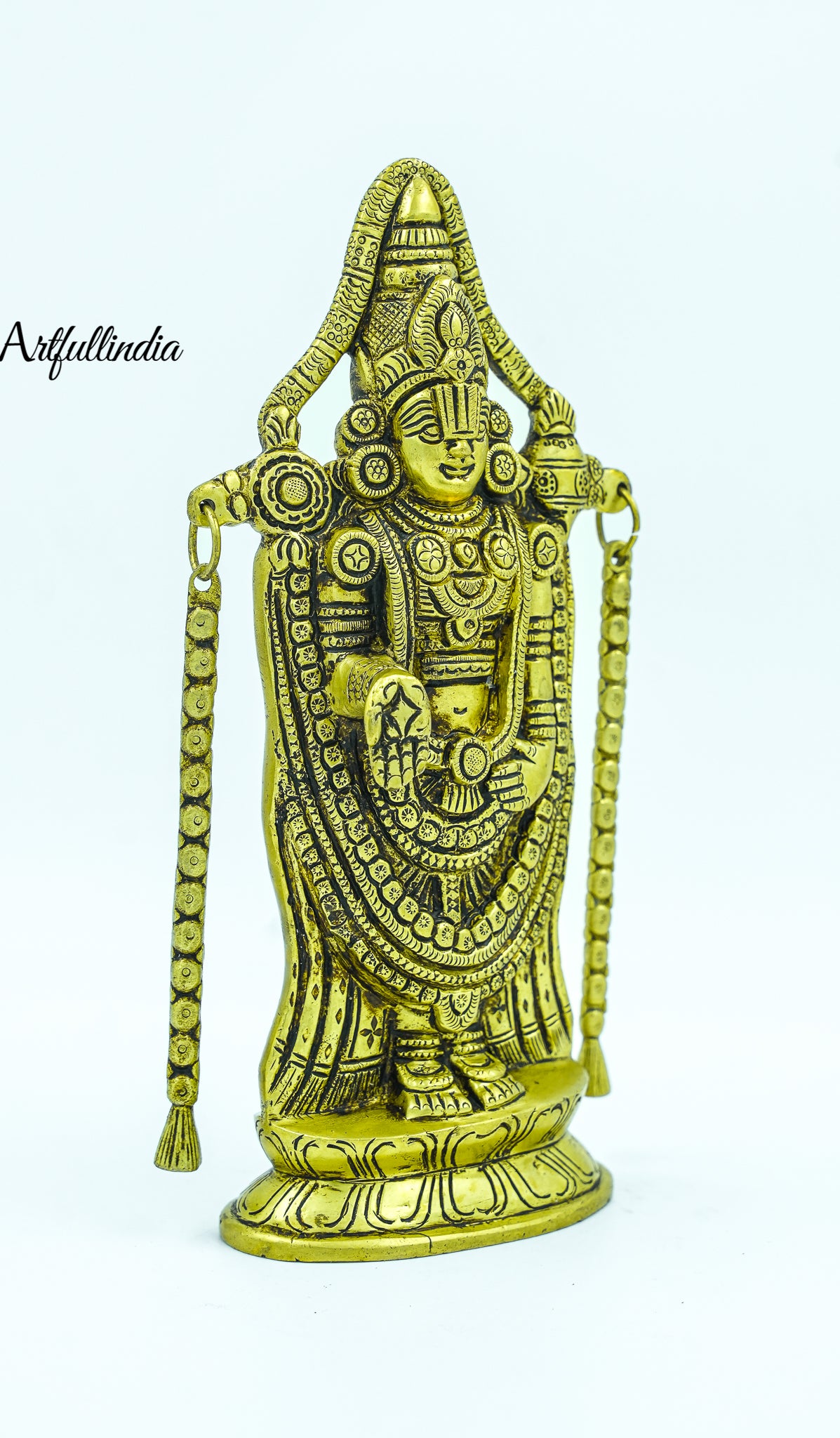 Antique Brass Lord Venkateswara Idol – Handcrafted Tirupati Balaji Statue for Home & Temple Décor