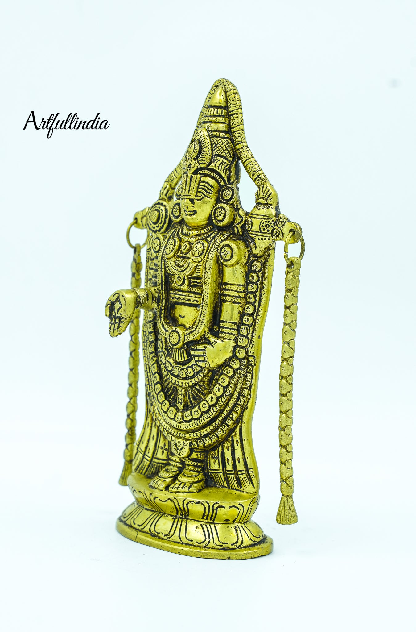 Antique Brass Lord Venkateswara Idol – Handcrafted Tirupati Balaji Statue for Home & Temple Décor
