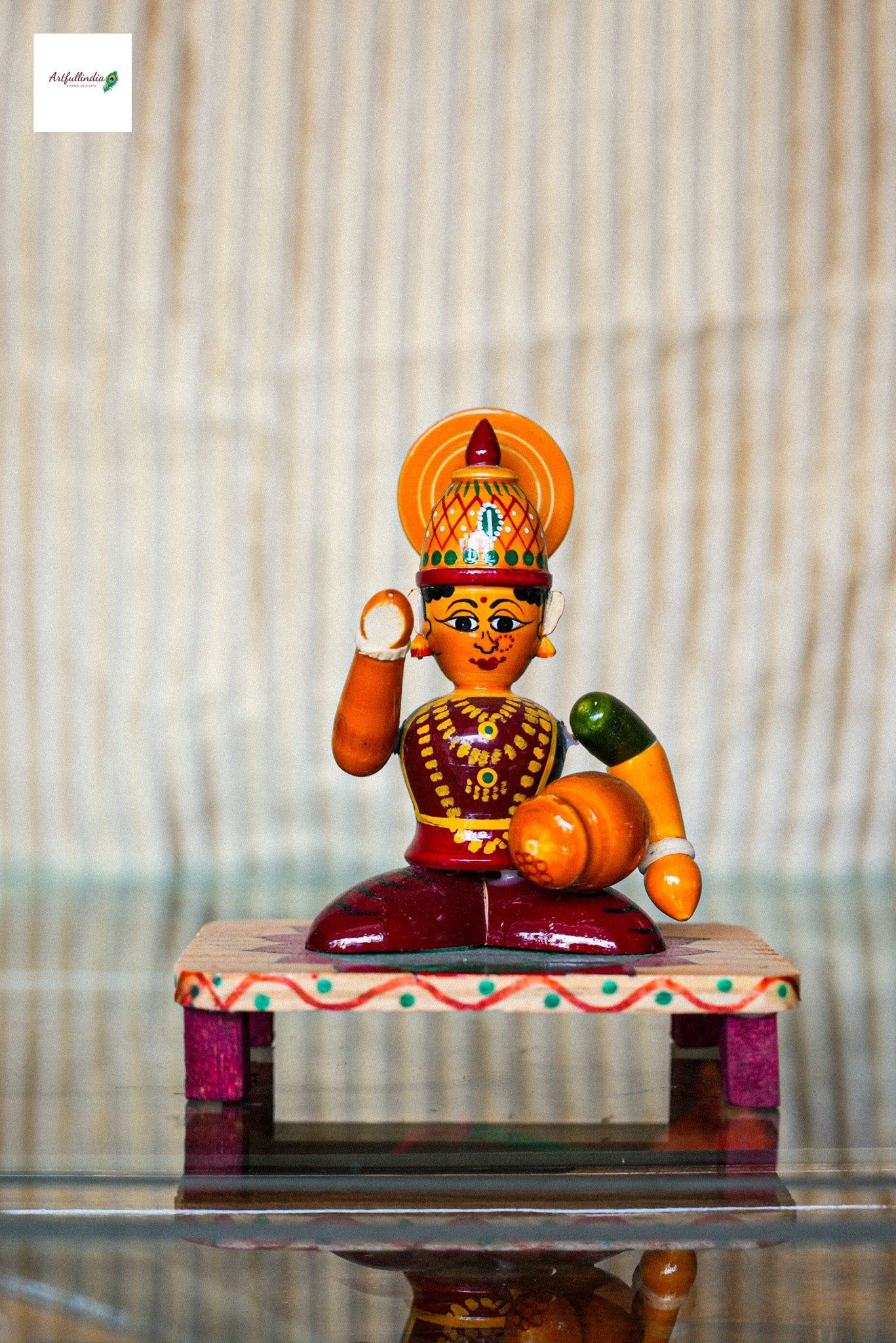 ZeroLuxury Kondapalli Lord Krishna Idol – Traditional Wooden Handcrafted Art for Home Decor and Pooja