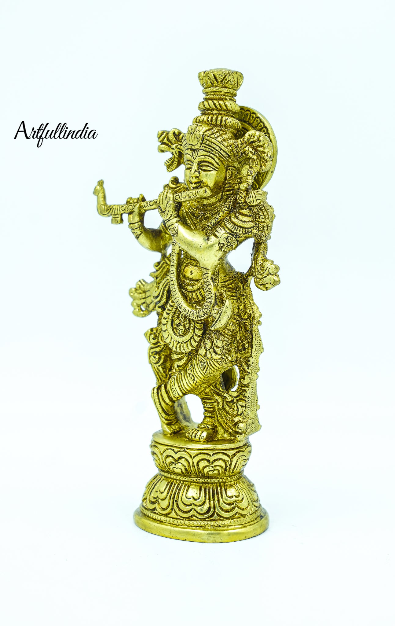Exquisite Brass Krishna with Flute – Lord Krishna Decorative Figurine