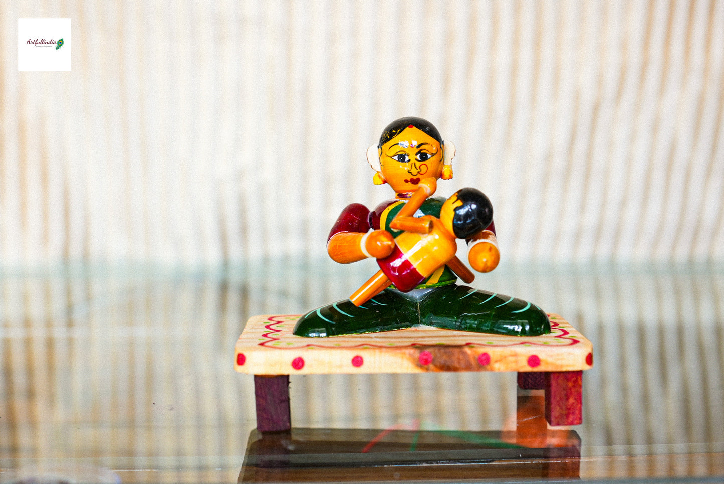 Kondapalli Mother and Child Wooden Figurine – A Tribute to Maternal Love and Care