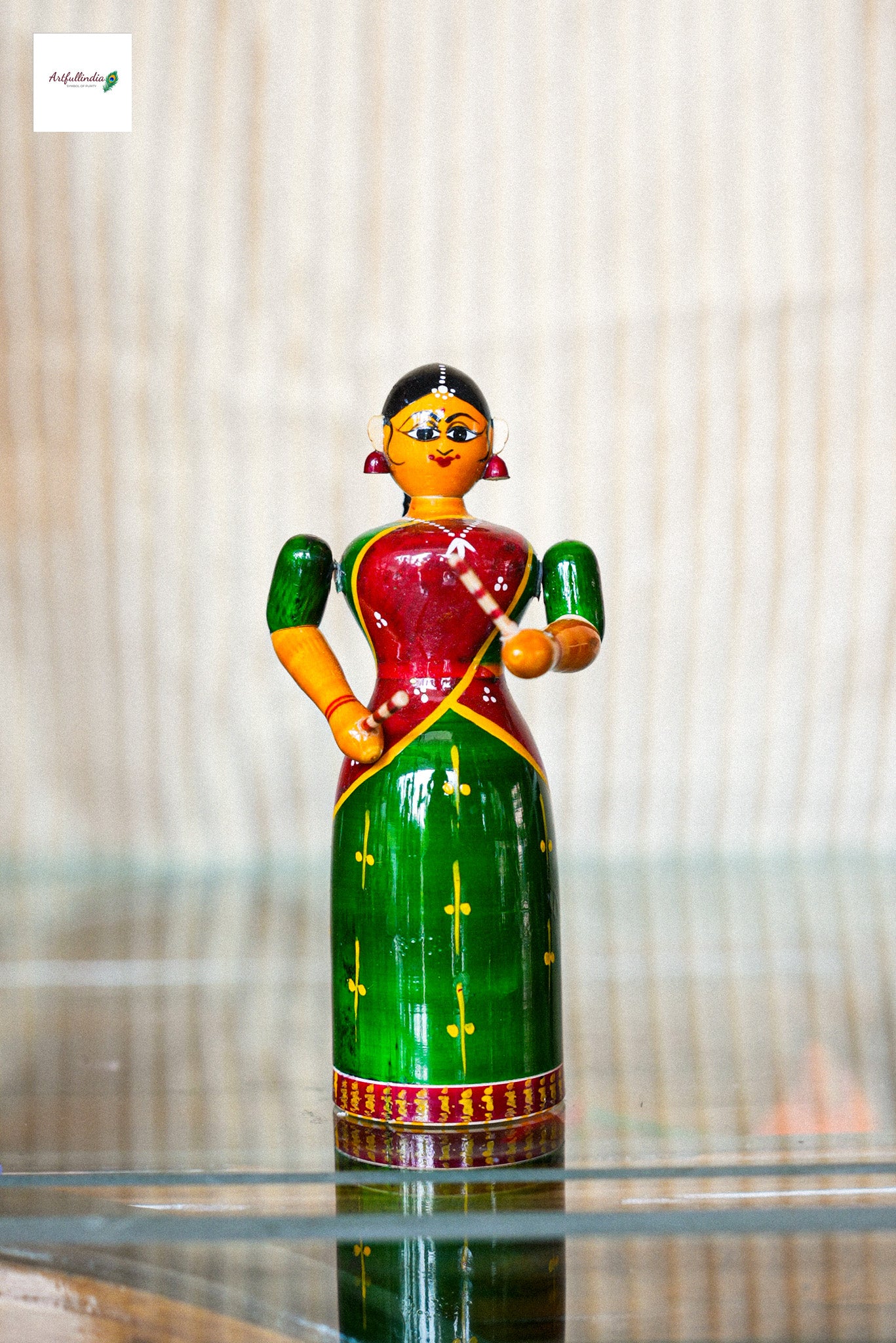 Kondapalli Garba Dancer Figurine – Authentic Wooden Handcrafted Decor