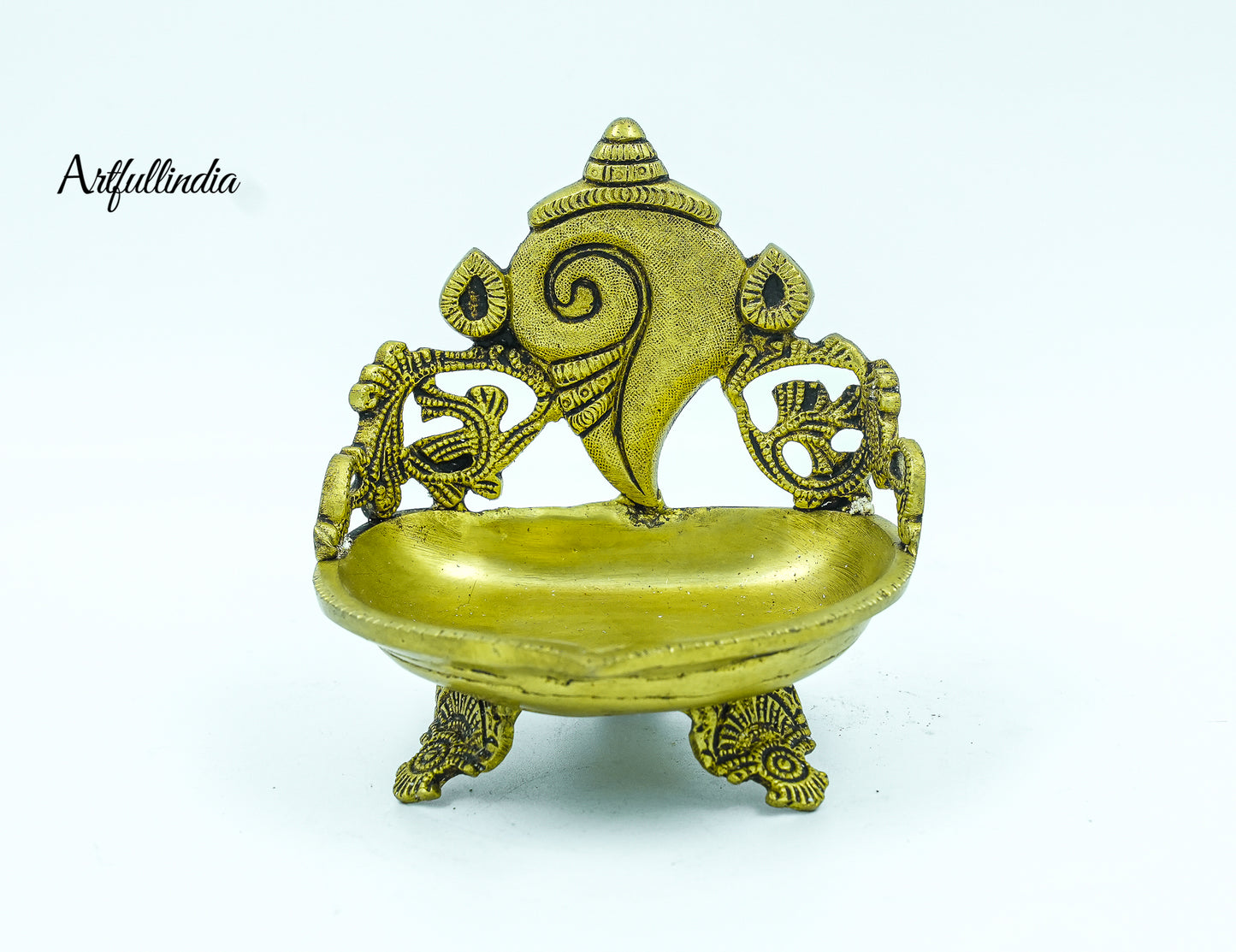 Brass Shankh Diya - Traditional Oil Lamp
