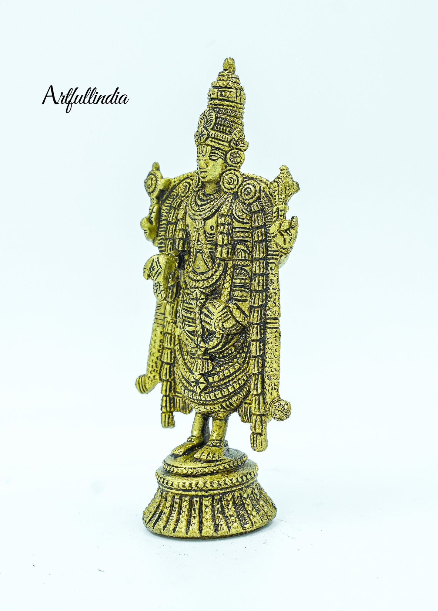Brass Lord Venkateswara Idol - Handcrafted Tirupati Balaji Statue for Puja and Home Decor