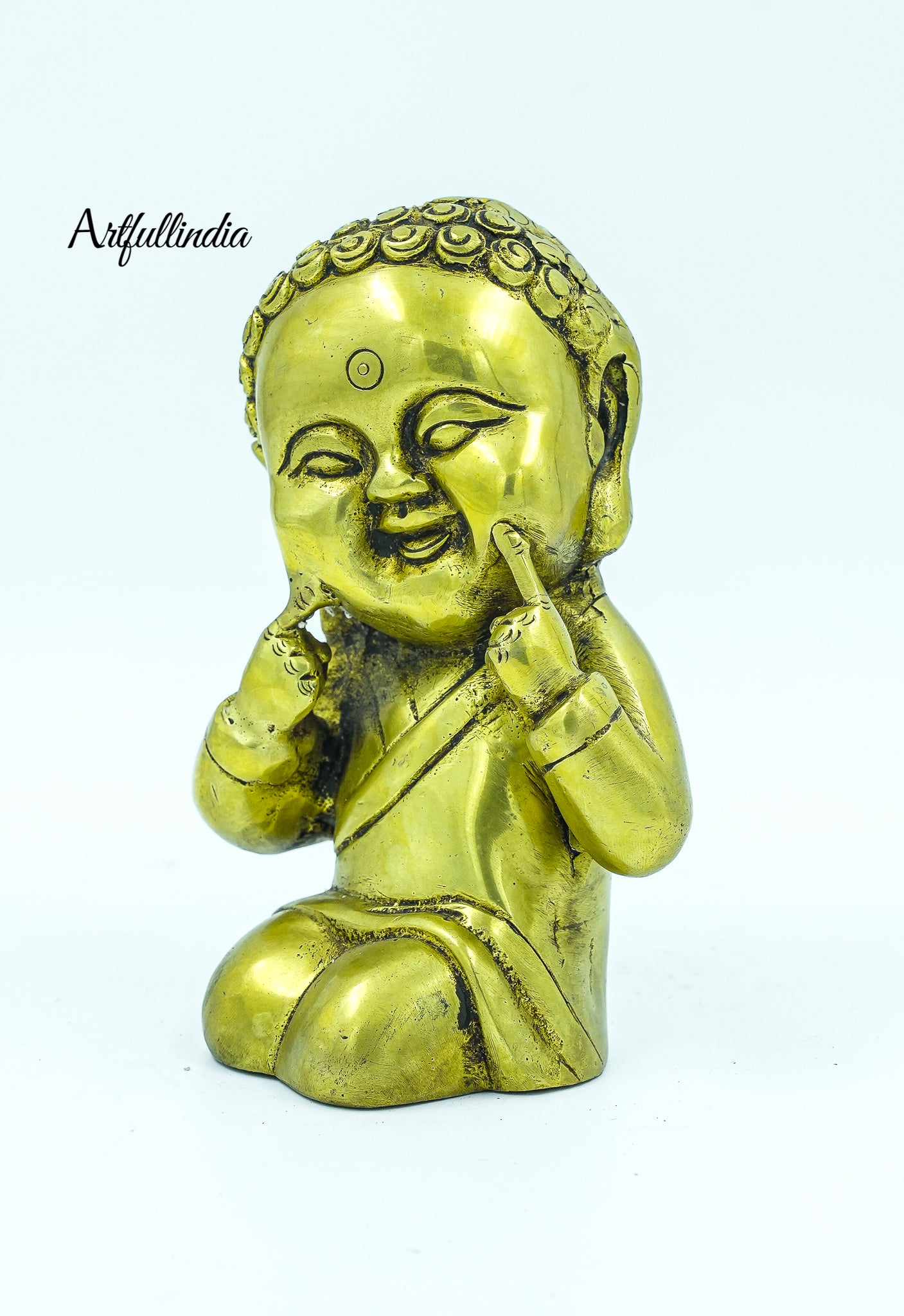 Brass Laughing Baby Buddha Statue – Handcrafted Symbol of Joy and Positivity for Home and Office Decor