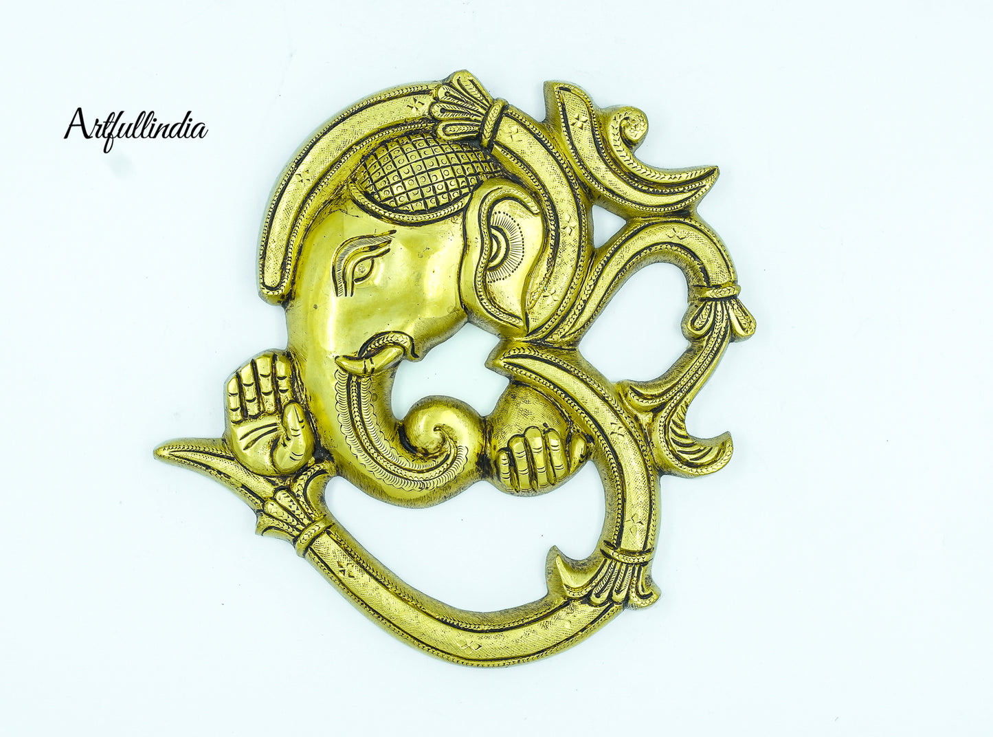 Brass Lord Ganesha Wall Hanging – Handmade Artistic Ganesha Design for Spiritual Décor