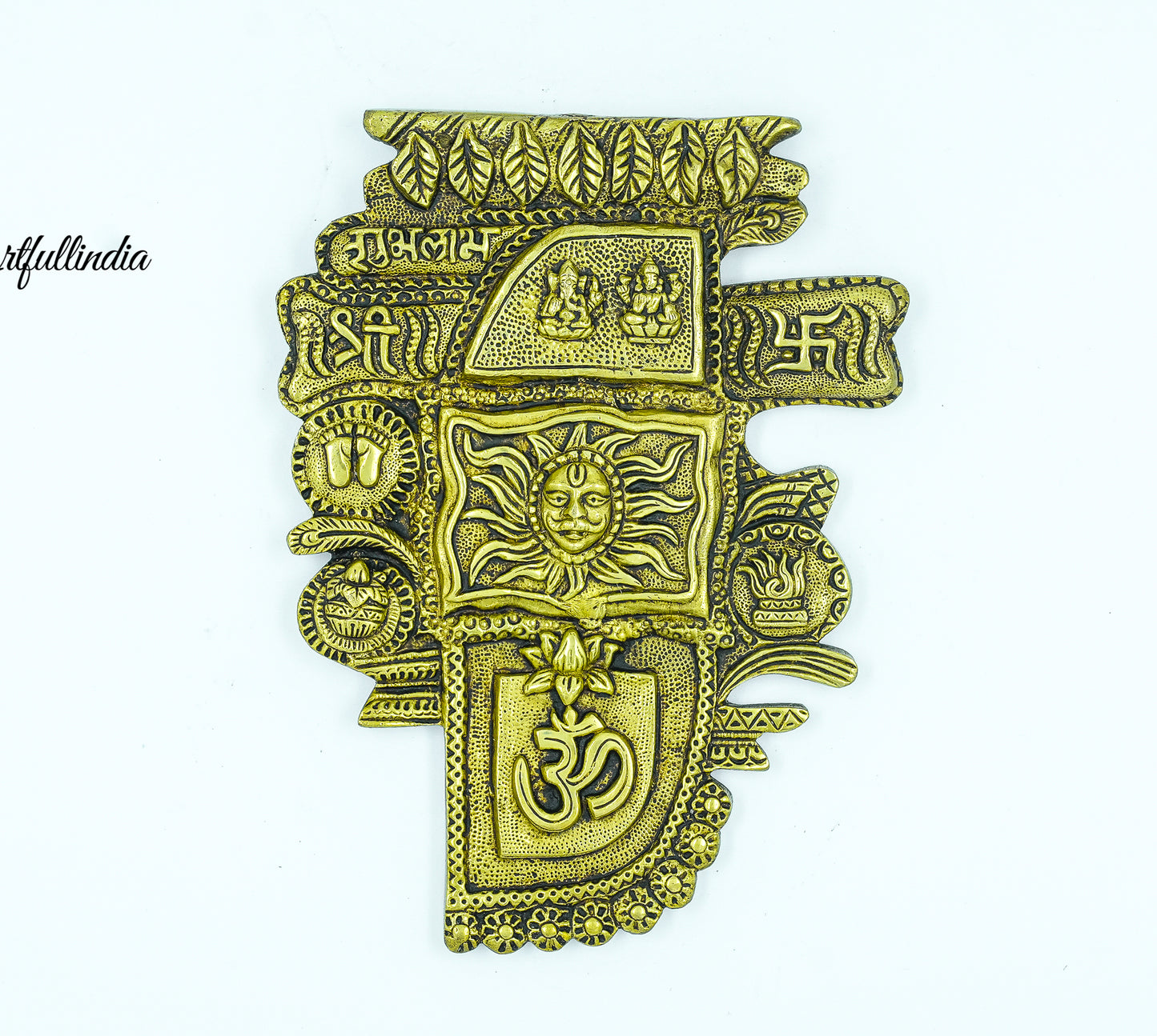 Brass Vastu Wall Hanging Plaque – Traditional Indian Design with Om, Swastik, and Sacred Motifs