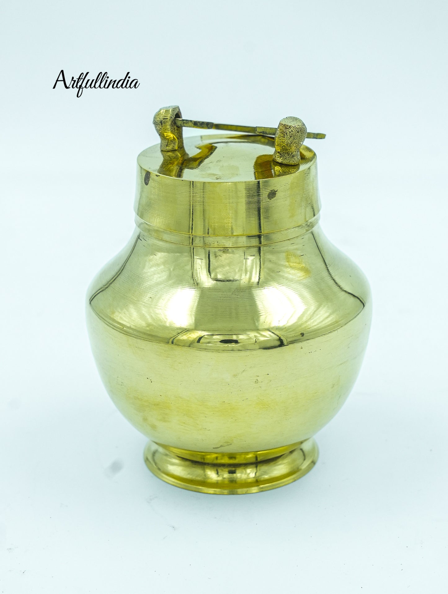 Brass Water Pot with Lid – Traditional Indian Handmade Storage Vessel