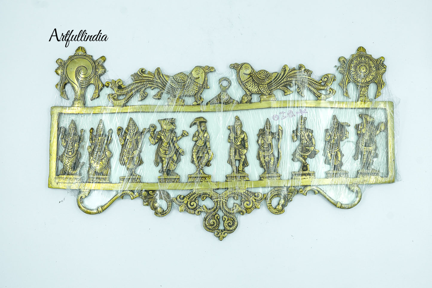 Brass Dashavatar Wall Hanging – Exquisite Depiction of Lord Vishnu's Ten Avatars